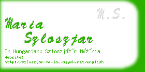 maria szloszjar business card